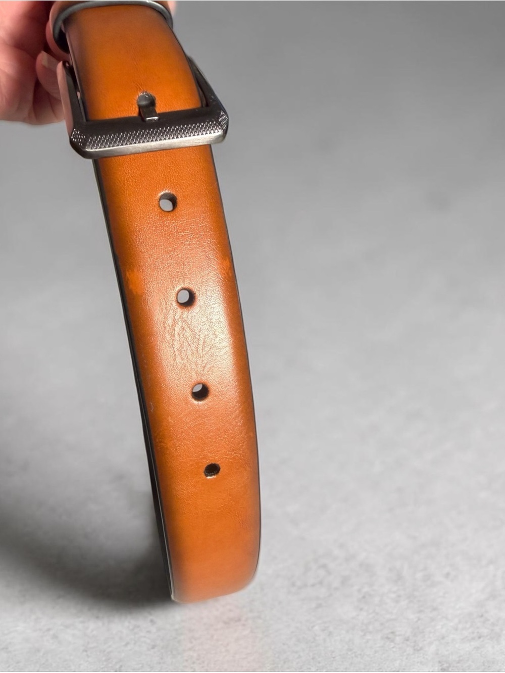 Vegan Leather Belt with Brushed Metal Buckle - Picture 6 of 6